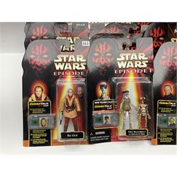 Star Wars - twenty-four Star Wars Episode One figures in card backed packaging; Collections 1, 2 and 3 with Electronic Commtalk reader for each figure's commtalk chip.