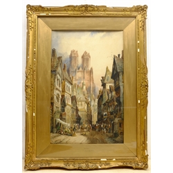 Charles James Keats (British 19th century): 'Rheims', watercolour signed 49cm x 31cm