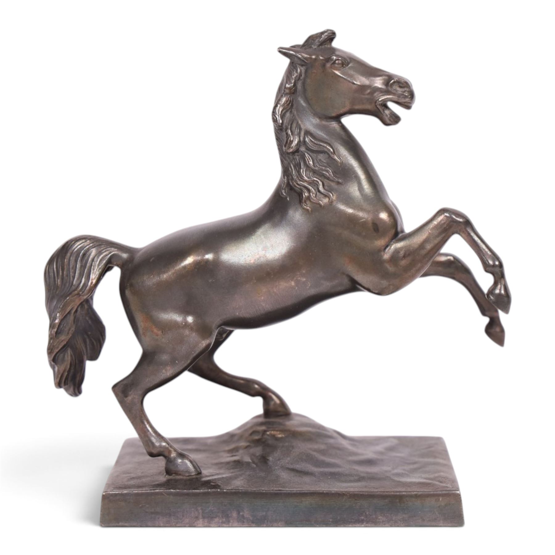 Early 20th century WMF rearing stallion in the manner of Fredrick Wilhelm Wolff, with makers mark to base, H12cm 