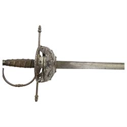 Spanish cup hilt officers sword, with 84cm single edge blade, with priced cup guard, overall L108cm 