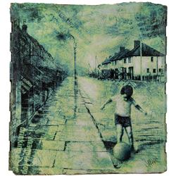 Rourke Van Dal (British 1969-): Dreams from the Gutter, mixed media on board laid on to pallet signed 68cm x 62cm (unframed)