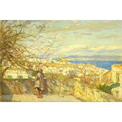  Frederic William Jackson (Staithes Group 1859-1918): 'From  the House Tops Tangier', oil on board signed 16cm x 23cm Provenance: with the Fine Art Society December 1983 No.10063, label verso  