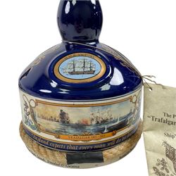 Pusser's Rum Admiral Lord Nelson ship's decanter with contents, wax seal with stamp to top, together with Trafalgar Bicentenary decanter 