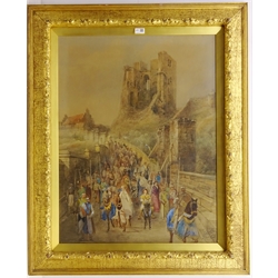  Frederick William Booty (British 1840-1924): The Scarborough Pageant, watercolour signed and dated 1912,  82cm x 63cm Provenance and Notes: private collection purchased H C Chapman & Son 30th Jan. 1996 from the estate of Eric Plaxton of Scarborough. The Pageant took place over four days in July and repeated in August, it depicted two millennia of Scarborough's history 500BC- 1800AD. The Pageant involved about 1,300 performers and a further 500 in it's organisation, the huge production ended up making a loss of about    