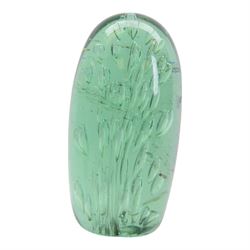 Four Victorian green glass dump paperweight with air bubble inclusions, H16cm