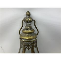 Bronzed finish classical style six sided glass lantern with bracket, D25cm, H50cm