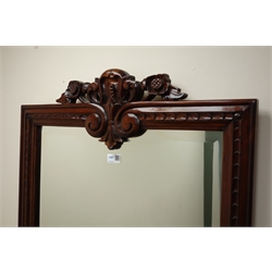  Classical style mahogany framed bevel edge wall mirror, W67cm, H111cm  