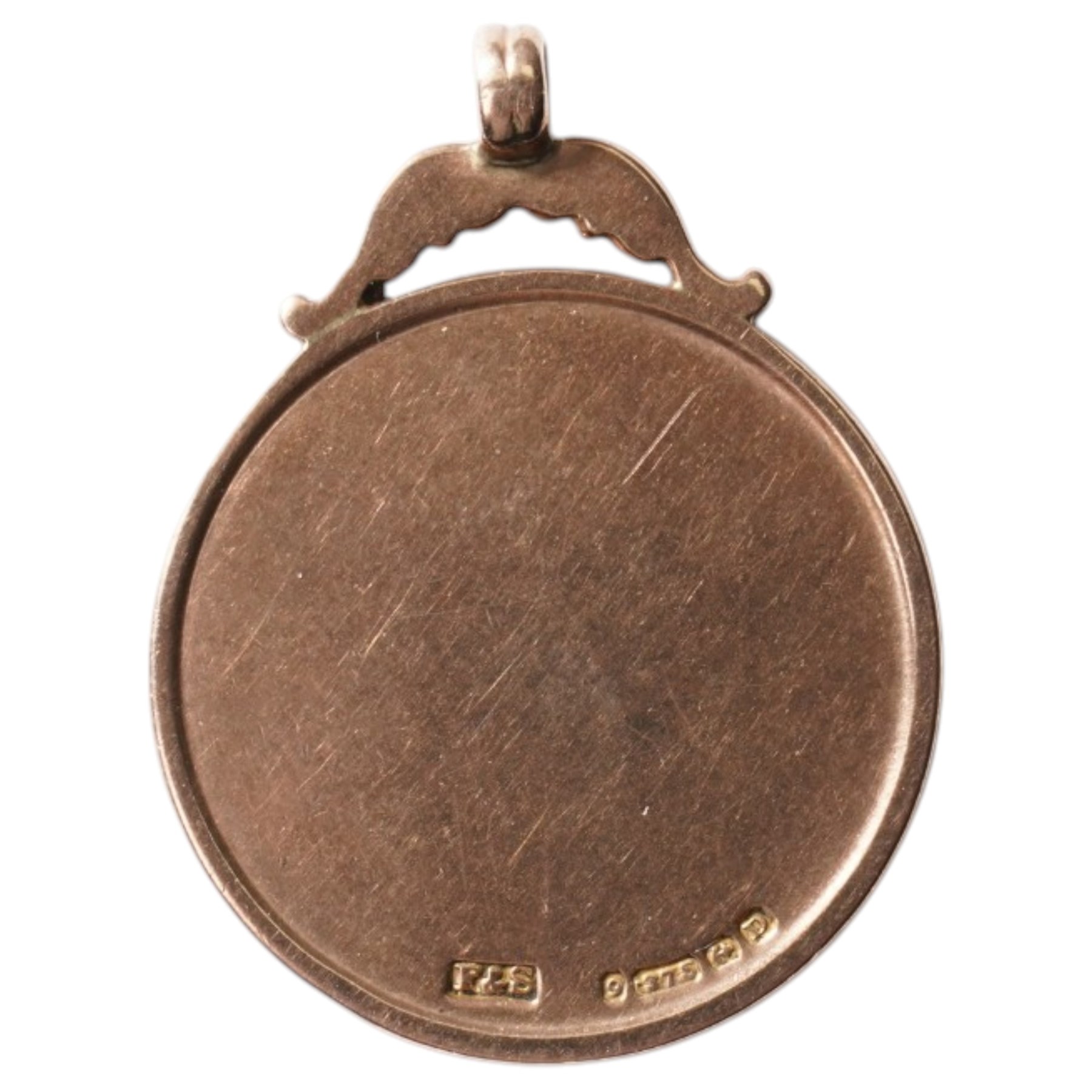 9ct rose gold enamelled 'Leeds & Dist Rugby League Championship' fob medallion, Birmingham 1928