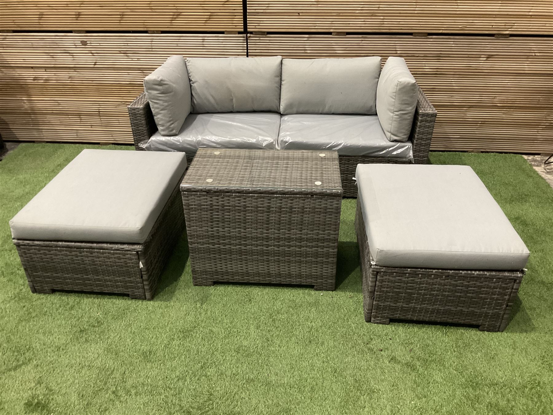 Rattan garden sofa set, with spare cushions  - THIS LOT IS TO BE COLLECTED BY APPOINTMENT FROM DUGGLEBY STORAGE, GREAT HILL, EASTFIELD, SCARBOROUGH, YO11 3TX