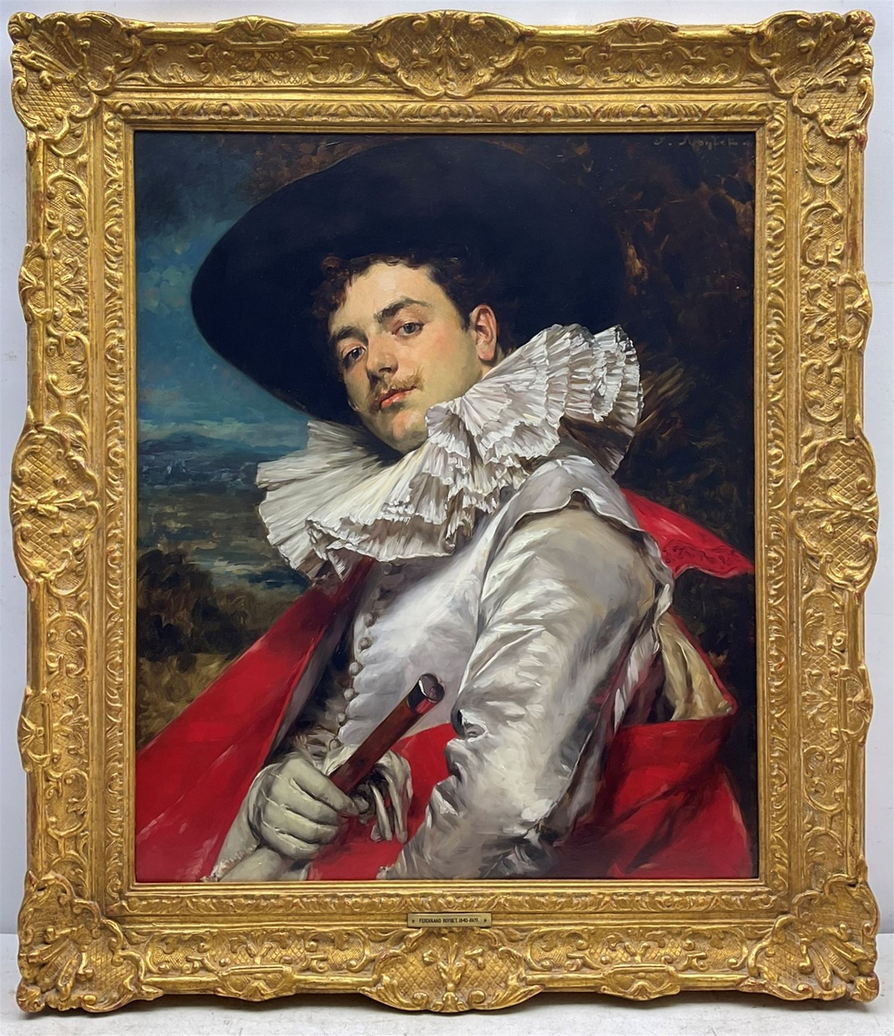 Ferdinand Victor Léon Roybet (French 1840-1920): The Cavalier, oil on panel signed 76cm x 64cm 
Provenance: with Haynes Fine Art, Broadway, label verso; Sotheby's London 9th March 2006 Lot 158