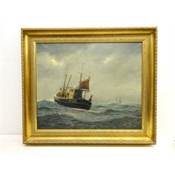  Jack Rigg (British 1927-): Hull Drifter H120 at Sea, oil on canvas signed, signed and dated 1970 verso 45cm x 54cm  DDS - Artist's resale rights may apply to this lot    