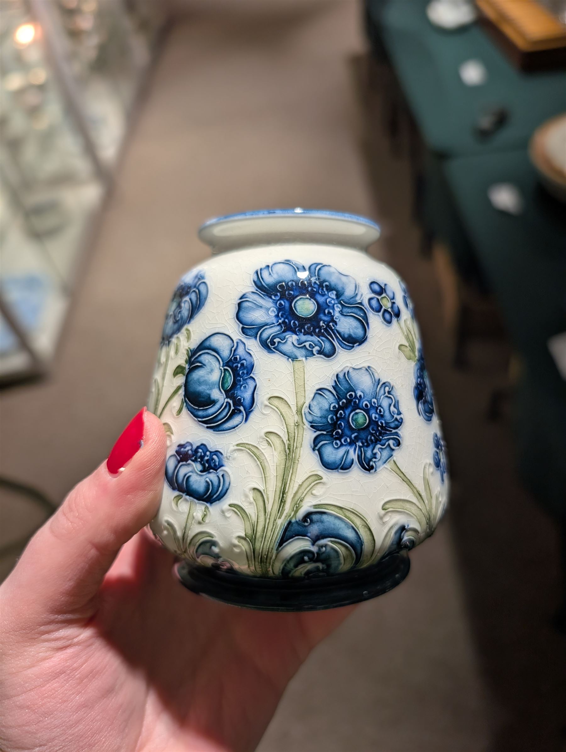 William Moorcroft for James Macintyre & Co Florian Ware vase in Poppy pattern, with painted and printed mark beneath, H10cm 