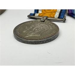 WWI pair of medals comprising British War Medal and Victory Medal awarded to G/62196 Pte. H. Ferguson R. Fus. with ribbons on wearing bar; together with bronze memorial plaque to Henry Ferguson (3)