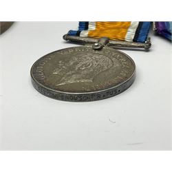 WWI pair of medals comprising British War Medal and Victory Medal awarded to G/62196 Pte. H. Ferguson R. Fus. with ribbons on wearing bar; together with bronze memorial plaque to Henry Ferguson (3)