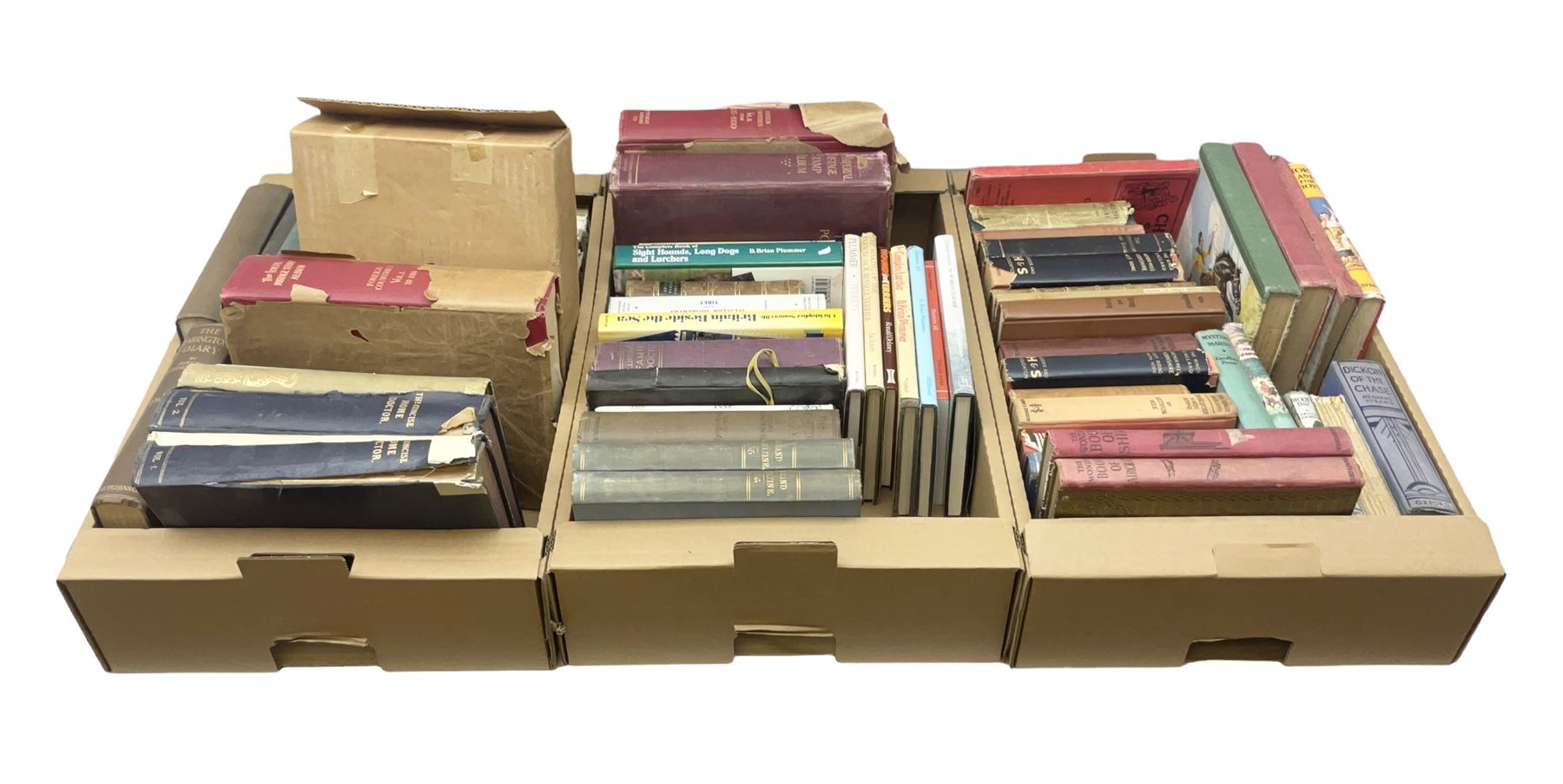 Collection of books and stamps, to include The Wonder books of Ships, The Wonder books of Aircrafts, The Farington Diary four volumes, dog books etc, in three boxes 