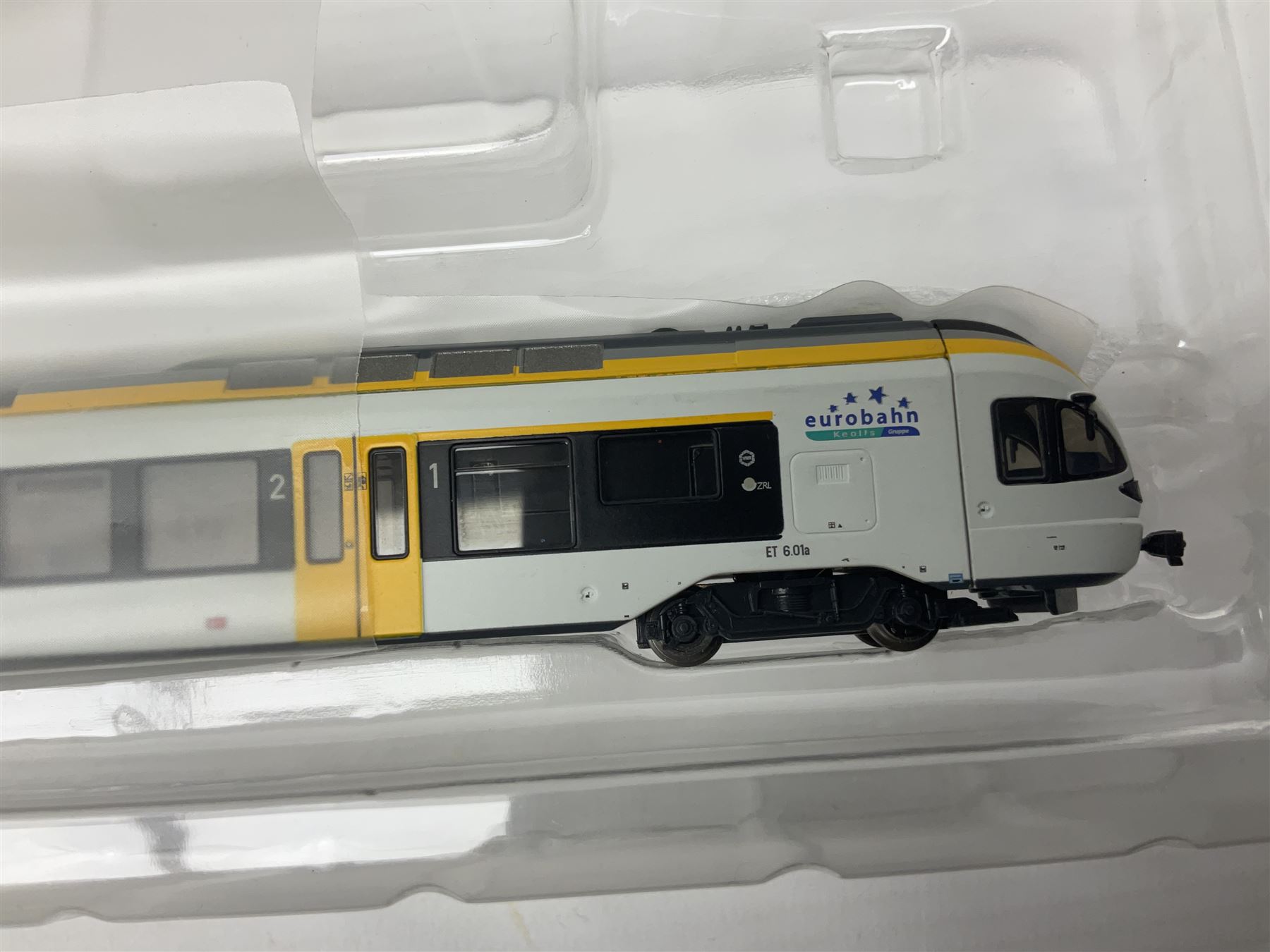 Bachmann Liliput 'N' gauge - two Regionaltriebwagen FLIRT four-car trains for Eurobahn and Seehas; both boxed (2)