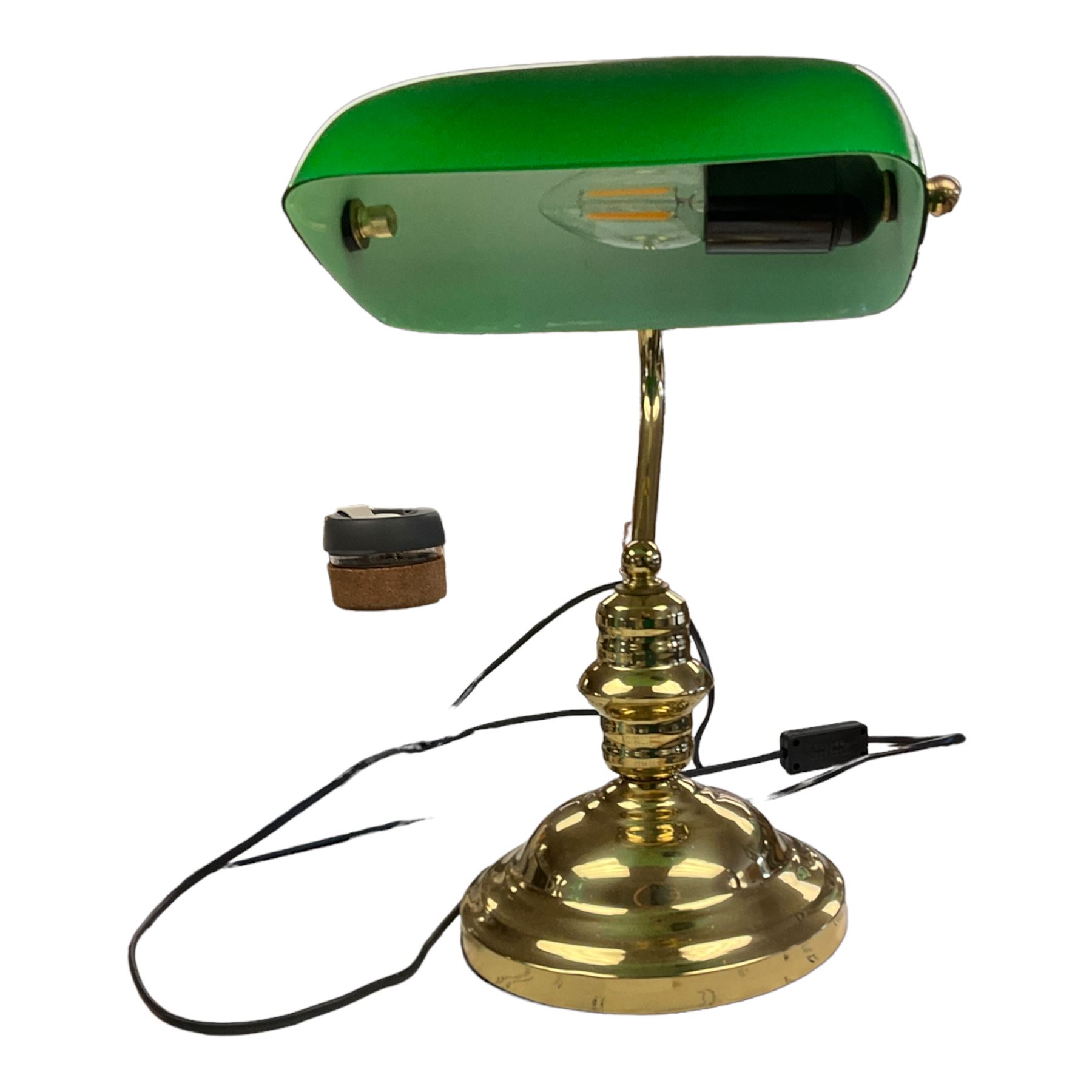 Brass banker's lamp, H36cm
