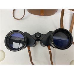 Brass telescope, together with Zenith 7 x 50 field binoculars, two polaroid cameras and other cameras and equipment 