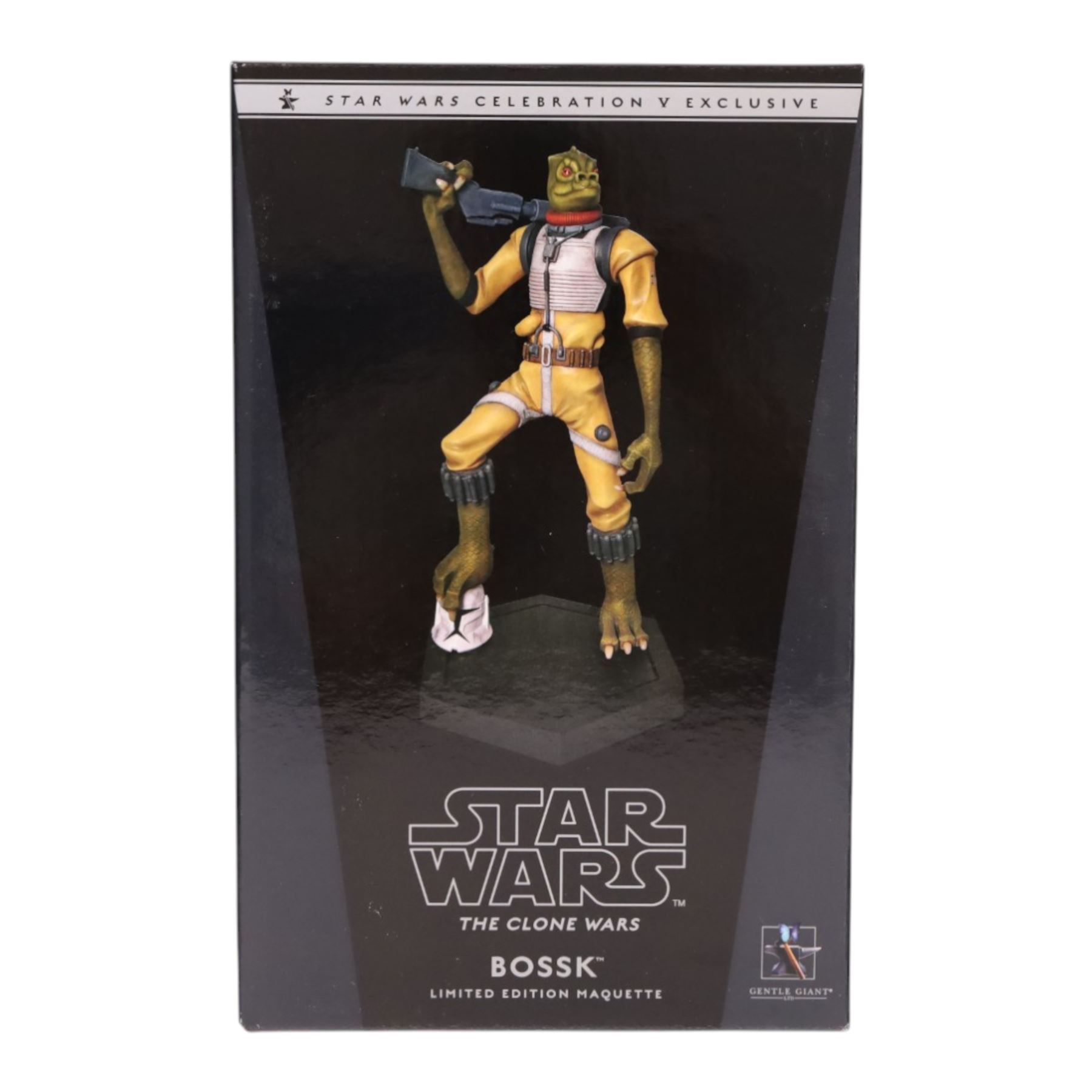 Four Gentle Giant Star Wars Maquettes, comprising The Clone Wars Bossk, Anakin Skywalker and Yoda on Kybuck and an animated Darth Vader, all boxed
