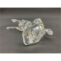 Three Swarovski Crystal animal figures, comprising buffalo, eagle and rearing Horse, tallest H17cm
