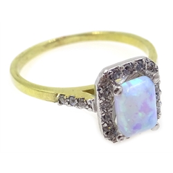  Silver-gilt opal and cubic zirconia ring, stamped Sil  