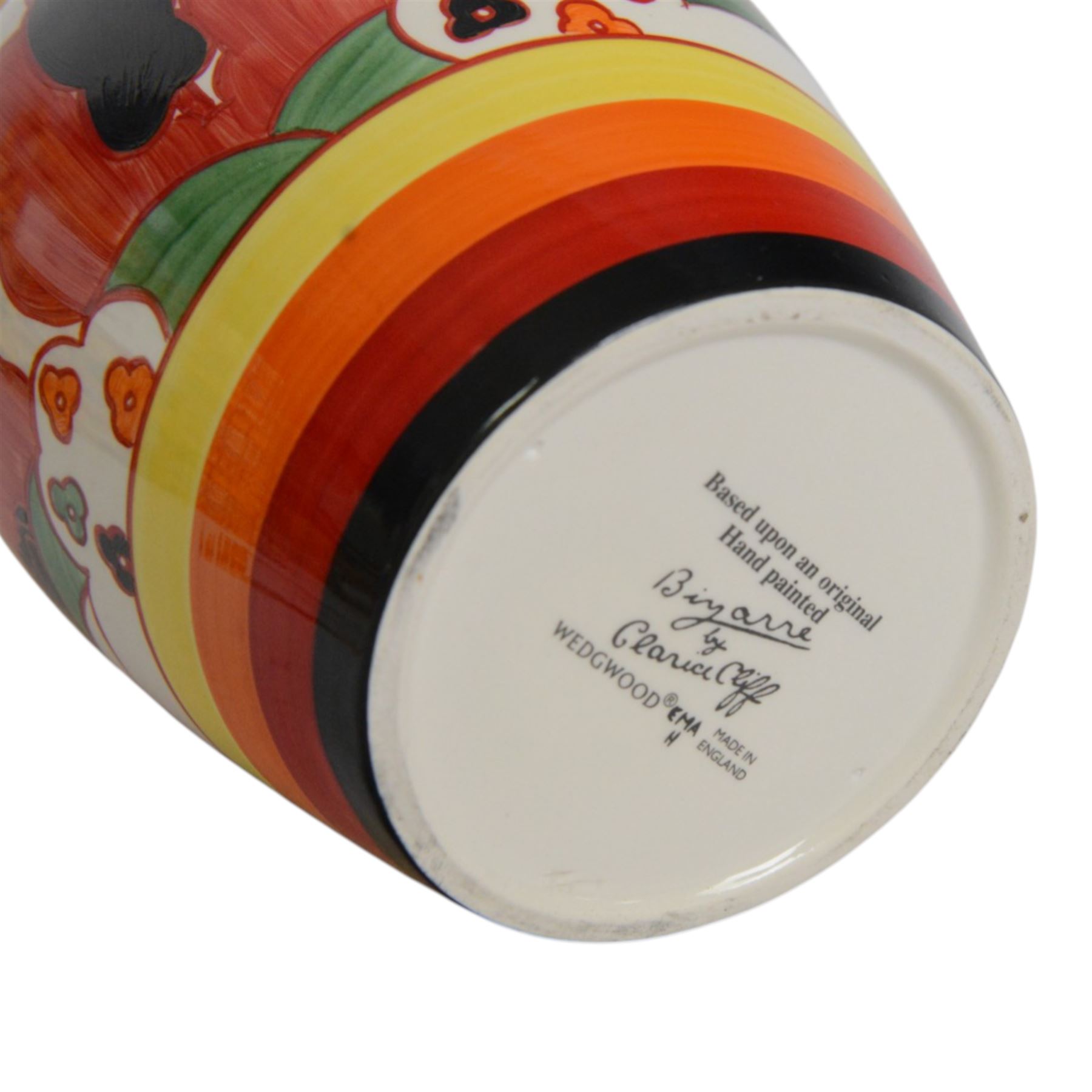 Wedgwood Bizarre by Clarice Cliff, Lotus Jug Farmhouse, hand painted based upon an original, limited edition 26/250, with certificate and box, H21cm 