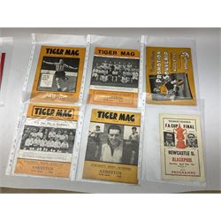 Raich Carter interest - four Hull City Tiger Mags 1949-50 and Promotion Souvenir 1948/49; Sunderland, Leeds, Middlesbrough, Hull City and England match programmes; Victor pirate F.A. Cup Final programme 1951; various magazine articles etc. Provenance: By direct descent from the family of Raich Carter having been consigned by his daughter Jane Carter.