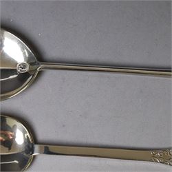 Two Late 20th century silver spoons, each with Queen Elizabeth II Coronation hallmark for C J Vander Ltd, London 1952 & 1953, L16cm