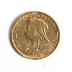 Queen Victoria 1900 gold half sovereign coin