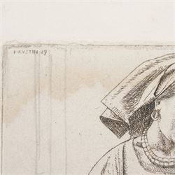Frederick George Austin (British 1902-1990): The Tavern Maid and Patron, drypoint etching with pencil editing inscribed '4th state' in pencil 13cm x 15cm (unframed) 
Provenance: direct from the granddaughter of the artist