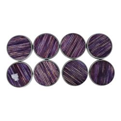 Denby Storm eight coffee cups and saucers, napkin holders and coasters , together with four jet wine glasses