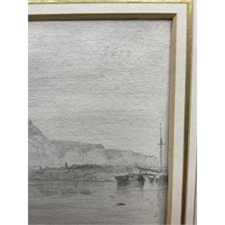 John Constable RA (British 1776-1837): 'Dover', pencil sketch titled and dated 1803, inscribed verso 14cm x 23cm
Provenance: deceased estate/house clearance in the Leeds/York area, located in a suitcase with broken glass - back opened and glass replaced prior to auction; with The Little Gallery, 5 Kensington Church Walk, London W8, who were active around 1971-1975 specialising in big name artists but the pictures were often sketches, untypical works, thumbnail drawings etc (far more readily available at this period). There are many other examples of big name artist's pictures being sold with the same Gallery label in the same handwriting. The back of the drawing is inscribed 'J Constable' probably in the handwriting of John Fisher, his friend and patron, who on Constable's death dispersed many sketches and scrapbooks.
Notes: Constable made a series of drawings, mainly of shipping, during his voyage on the East Indiaman 'Coutts' from London to Deal in April 1803. In a letter to his good friend John Dunthorne, dated 23rd May 1803, he writes 'I came on shore at Deal, walked to Dover (about one and a half hours) and the next day returned to London', giving him a half day in Dover.