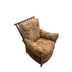 Ercol - 'Renaissance' armchair, loose cushions upholstered in patterned fabric