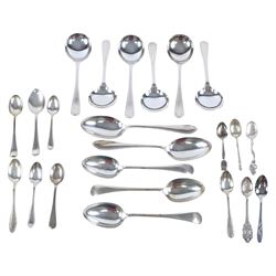 Silver napkin ring, hallmarked, together with silver plated canteen of cutlery and further silver plated wares