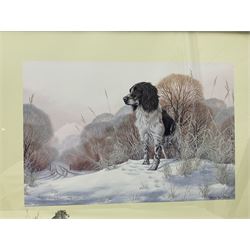 After Alan Ellison, limited edition colour print 'Working Springers' no.178/750 signed on the mount 43 x 59cm; and seven colour prints after Nigel Hemming of game birds and gun dogs; all framed (8)