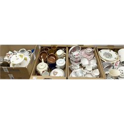 Collection of tea and dinnerware, including Royal Tudor Ware, Runnington pottery dinner wares, etc, four  boxes. 