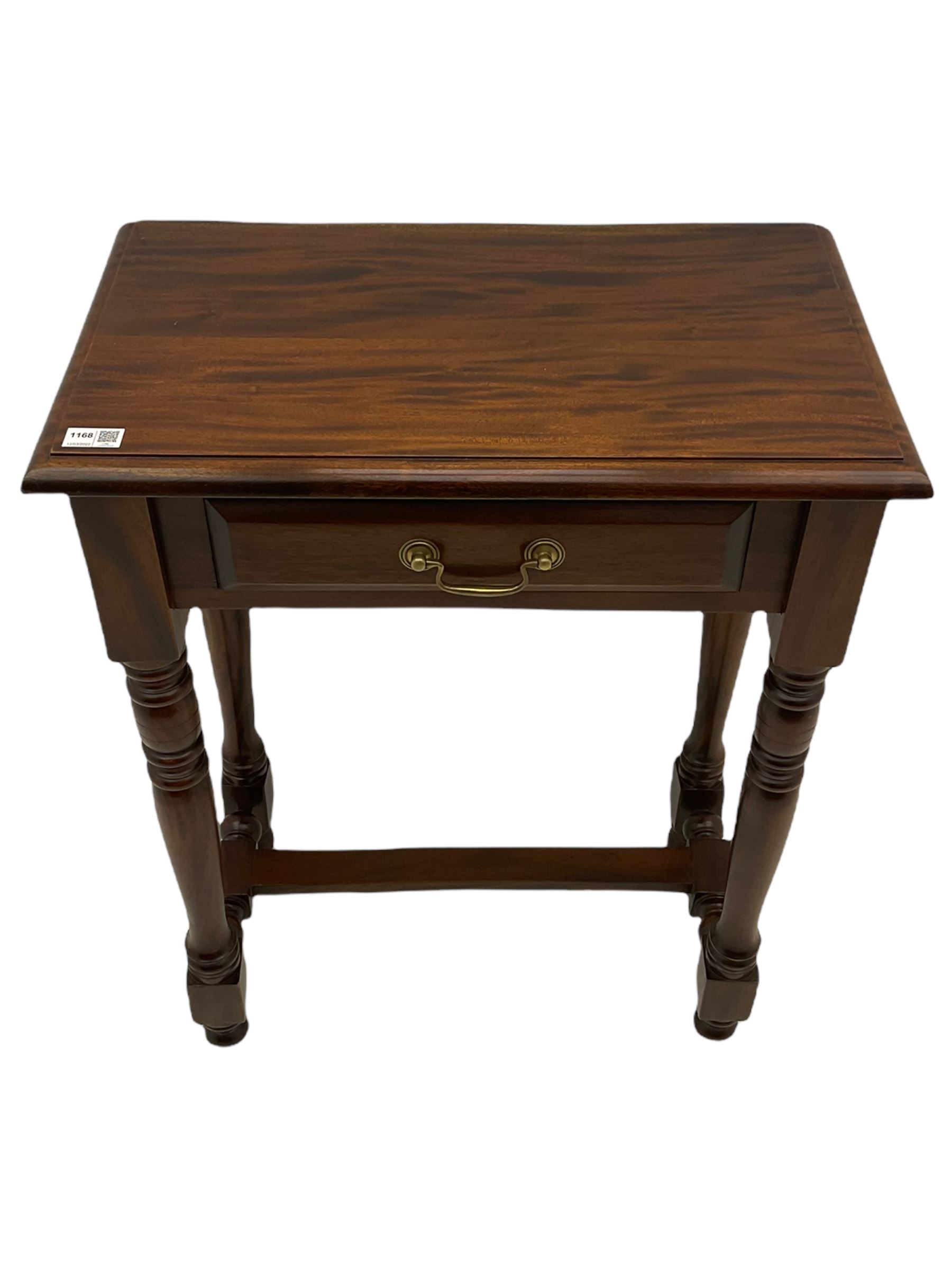 Small mahogany side table with single drawer