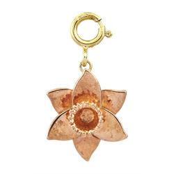 Clogau 9ct rose gold daffodil pendant / charm, with yellow gold clasp, hallmarked
