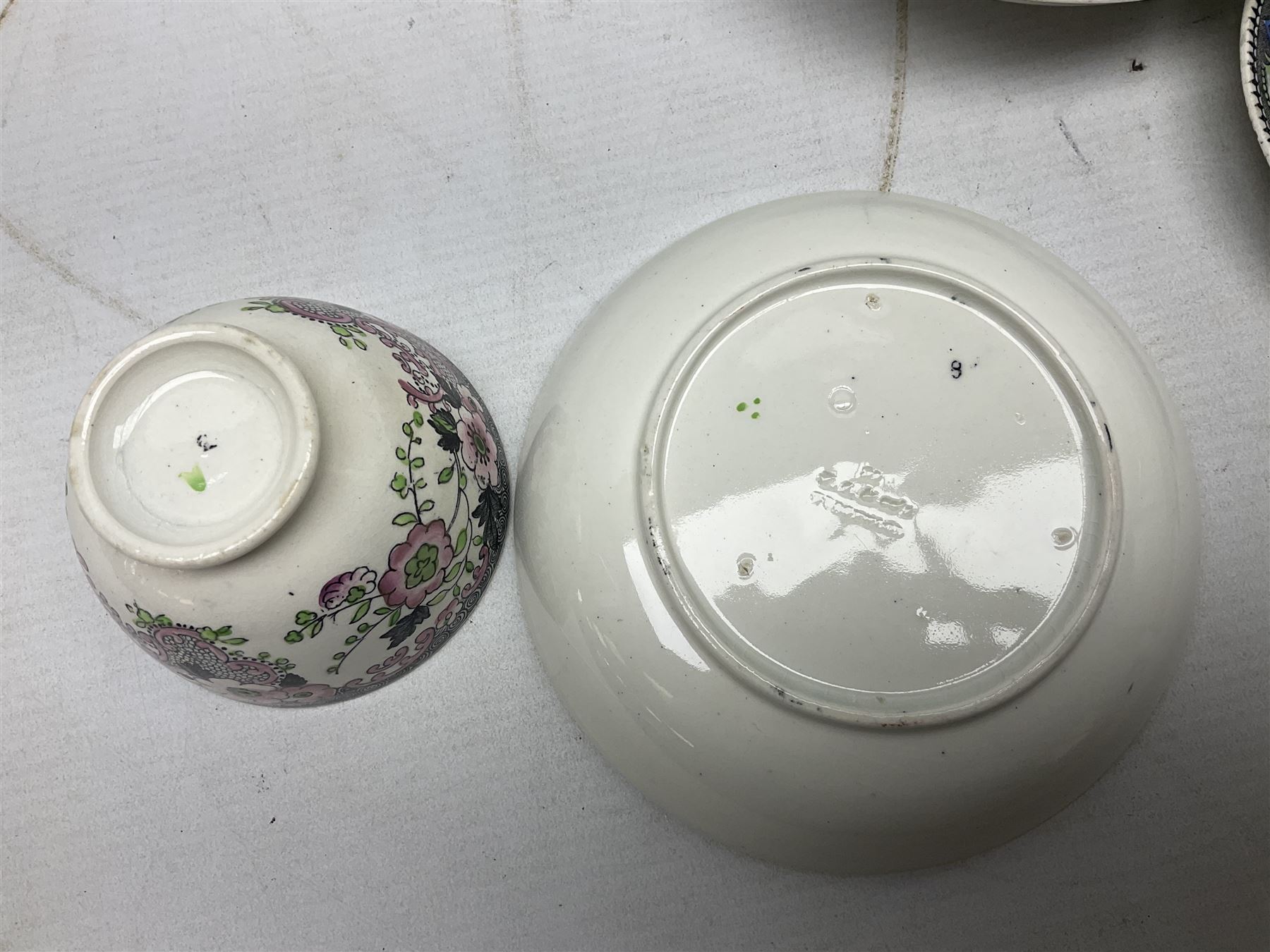 Collection of 19th century tea wares by William Smith & Co, decorated in various patterns including Cupid, Tally Ho and Fountain 