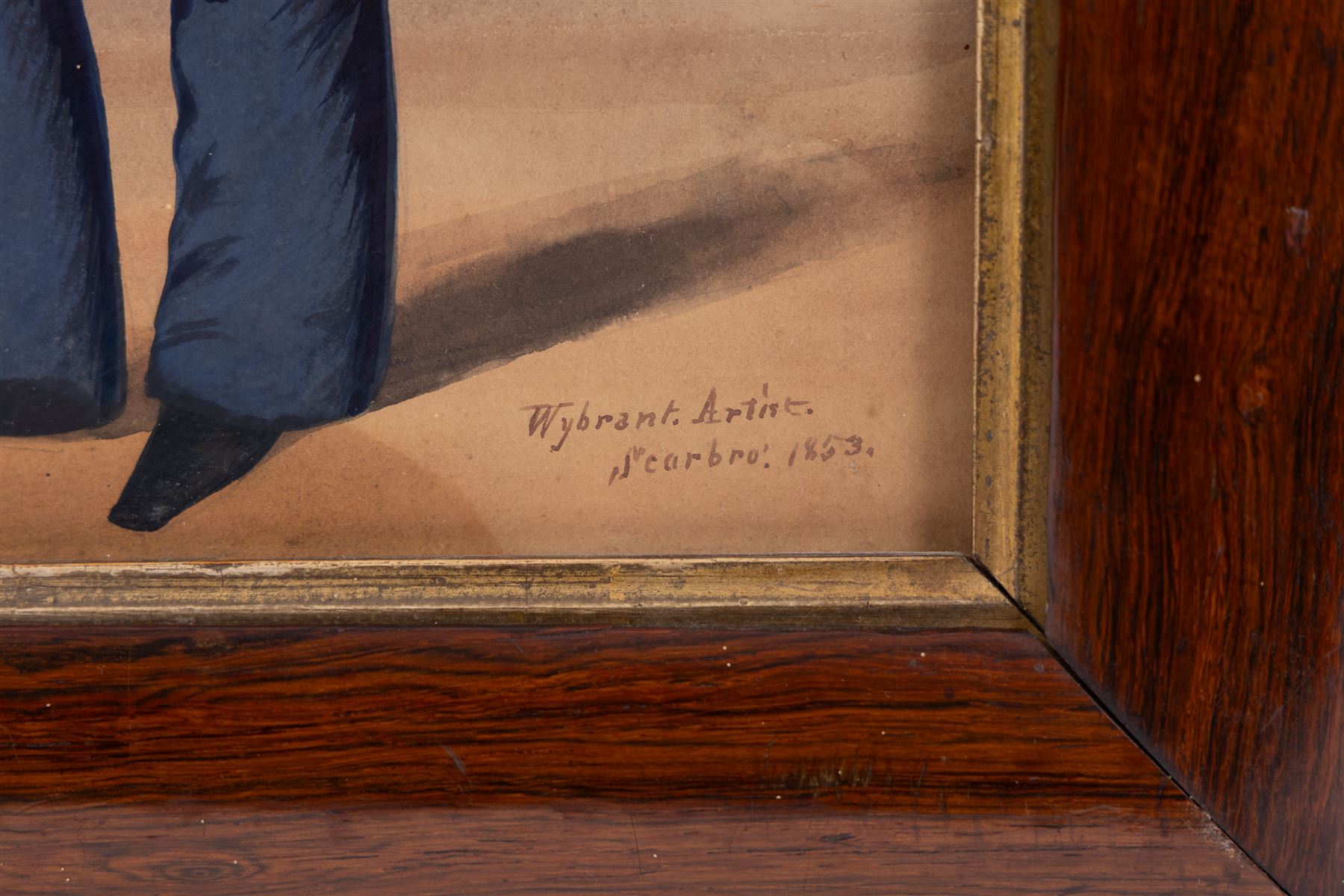 Patrick Wybrant (Irish 1816-1894): Portrait of a Dandy, watercolour inscribed 'Wybrant Artist Scarbro' and dated 1853, 28cm x 20.5cm