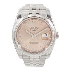 Rolex Oyster Perpetual Datejust gentleman's stainless steel automatic wristwatch, circa 20...