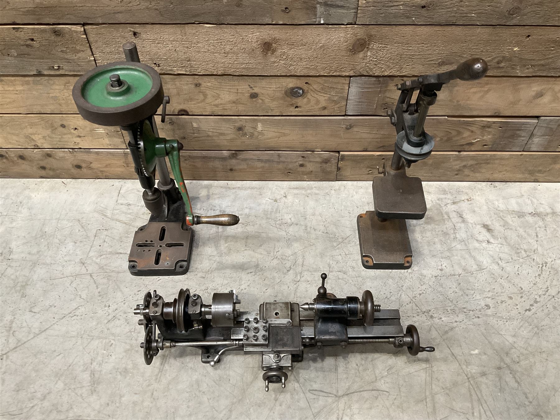 Eclipse mini precision lathe together with pillar drills and magnetic base