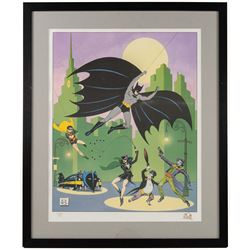 Two limited edition signed prints, comprising 'Batman: The Golden Years', signed to bottom right corner by Batman co-creator Bob Kane, printer's proof no. 87/100, released to commemorate Batman's 50th Anniversary and 'Superman: The Soaring Eagle', signed to bottom left by Jose Luis Garcia-Lopez, released to commemorate Superman's 50th Anniversary, artwork largest H50cm, W40cm, framed