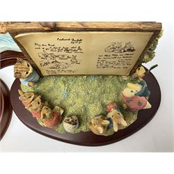 Four Border Fine Arts Beatrix Potter figures, comprising Tableau created to commemorate the Millenium together with a Border Fine Arts Limited Edition no 669814, The Tale of Peter Rabbit Tablet A1306, Four Little Rabbits A2442 and Sailing Home A2443