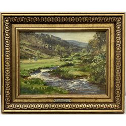 Bertram Priestman RA ROI NEAC (British 1868-1951): 'Springtime Somerset', oil on panel signed and dated '34, titled verso 25cm x 35cm
Provenance: with Mellors & Laing Galleries, Toronto, Canada, label verso