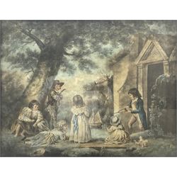 William Ward (British 1766-1826) after George Morland (British 1763-1804): 'Juvenile Navigators', hand-coloured mezzotint pub. John Raphael Smith (1751-1812), London 1789, 58cm x 68cm, in original verre eglomise frame