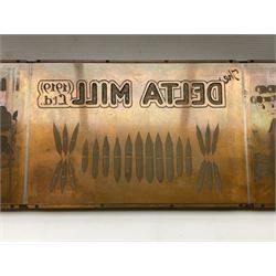 Copper plate printing block, depicting Delta Mill, L52cm