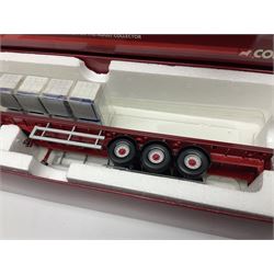 Corgi - three limited edition Hauliers of Renown lorries; CC13715 Scania R Series Topline Houghton Parkhouse 'The Professional' Livestock Transporter Chris Waite Transport; CC13812 Mercedes-Benz Actros Curtainside Eddie Stobart Ltd/Knauf; and CC13911 Foden Alpha Flatbed Trailer & Peat load R.J. & I. Monkhouse Ltd; all boxed with slipcases (3)