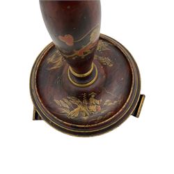 Early 20th century red lacquered and Chinoiserie standard lamp