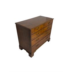 George III mahogany straight-front chest, fitted with two short over three long drawers, on bracket feet